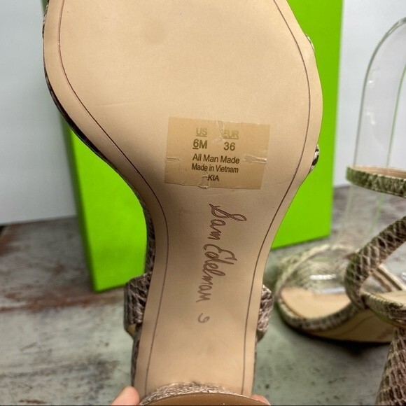 New Sam Edelman KIA BLOCK HEEL SANDAL Shoes 6 Roccia Mamba Snake - Picture 11 of 13